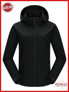 Women's Waterproof Softshell Jacket with Removable Hood Fleece Lined Insulated